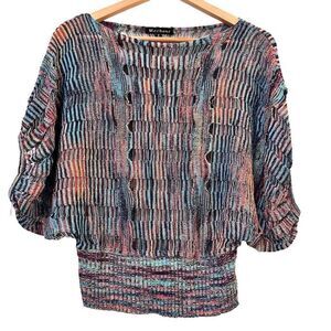 Mechant Womens Sweater Top Pullover Stretchable Knitted 3/4 Batwing Sleeve Small